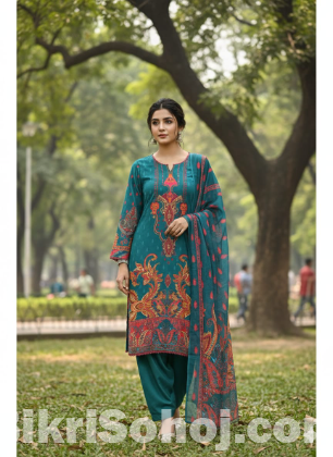 Ready Made Pure dubai silk Digital Print Three Piece